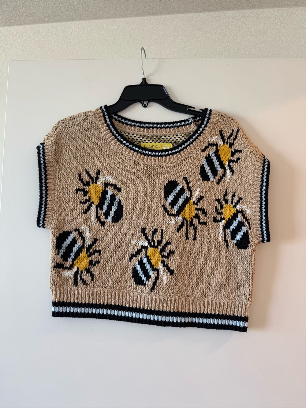 Anthropologie Bee Intarsia Short Sleeve Sweater Top - Size SP - Picture 2 of 4